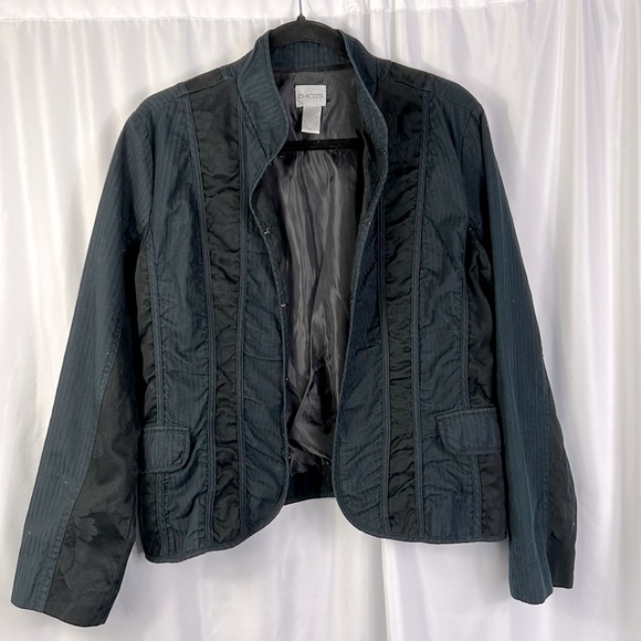 Chico's Navy Blue & Black Military Style Lightweight Lined Blazer Chico's 1 - Picture 2 of 10